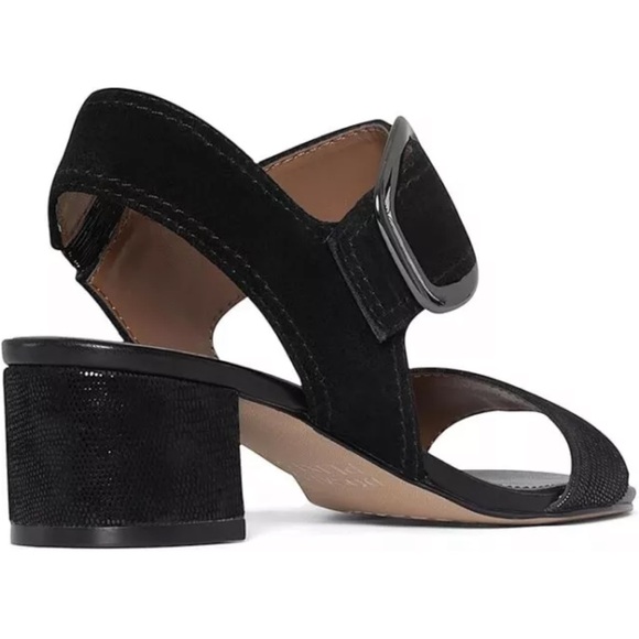 DONALD PLINER Neve Black Suede & Lizard Leather Heeled Sandal Shoes 10 NEW - Picture 3 of 6